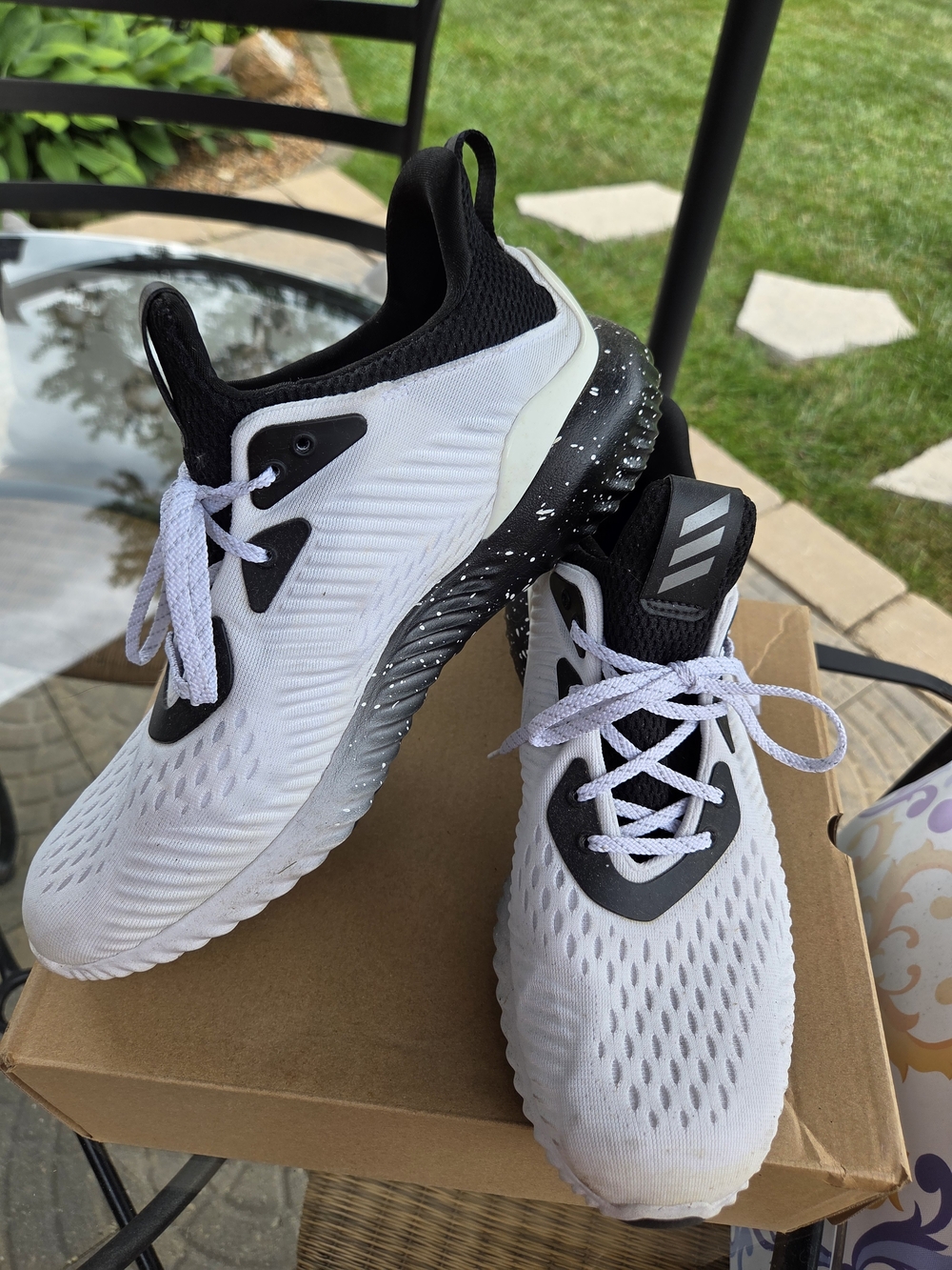 Adidas White & Black Athletic Sneakers  Size 9.5